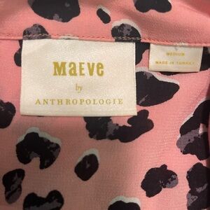 Anthropologie by Maeve Pink and Black Animal Print Blouse